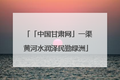 「中国甘肃网」一渠黄河水润泽民勤绿洲