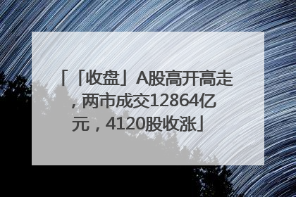 「收盘」A股高开高走，两市成交12864亿元，4120股收涨