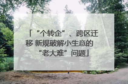 “个转企”、跨区迁移 新规破解小生意的“老大难”问题
