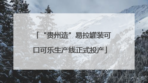 “贵州造”易拉罐装可口可乐生产线正式投产