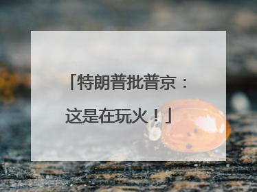 特朗普批普京：这是在玩火！