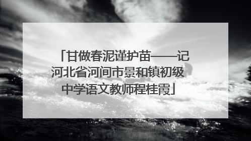 甘做春泥谨护苗——记河北省河间市景和镇初级中学语文教师程桂霞