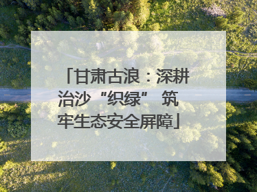 甘肃古浪：深耕治沙“织绿” 筑牢生态安全屏障
