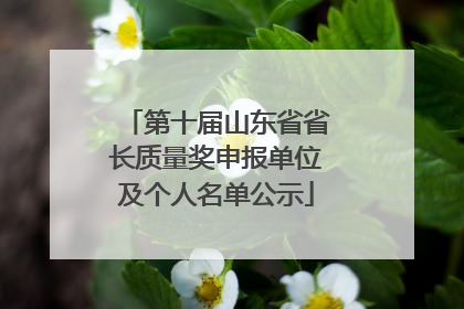 第十届山东省省长质量奖申报单位及个人名单公示