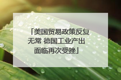 美国贸易政策反复无常 德国工业产出面临再次受挫