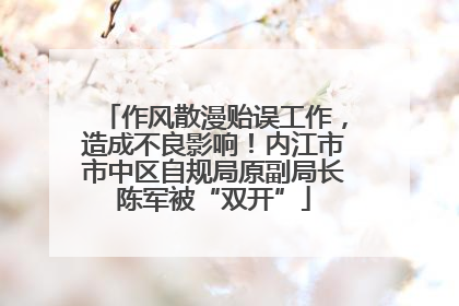 作风散漫贻误工作，造成不良影响！内江市市中区自规局原副局长陈军被“双开”