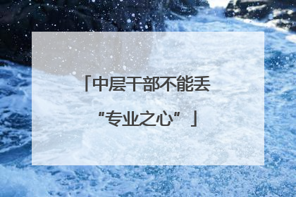 中层干部不能丢“专业之心”
