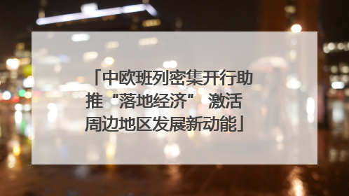 中欧班列密集开行助推“落地经济” 激活周边地区发展新动能