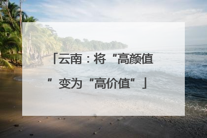 云南：将“高颜值”变为“高价值”