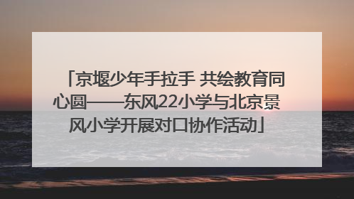 京堰少年手拉手 共绘教育同心圆——东风22小学与北京景风小学开展对口协作活动