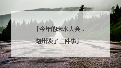 今年的未来大会，湖州谈了三件事