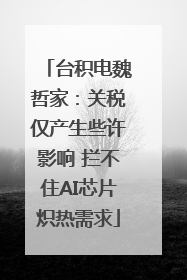 台积电魏哲家：关税仅产生些许影响 拦不住AI芯片炽热需求
