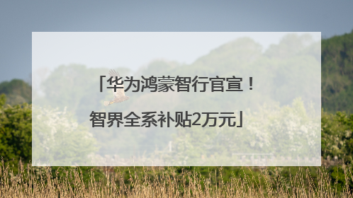 华为鸿蒙智行官宣！智界全系补贴2万元