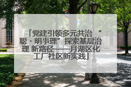 党建引领多元共治 “聪・明事理”探索基层治理 新路径——月湖区化工厂社区新实践