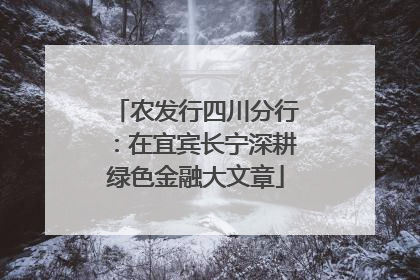 农发行四川分行：在宜宾长宁深耕绿色金融大文章