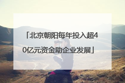 北京朝阳每年投入超40亿元资金助企业发展