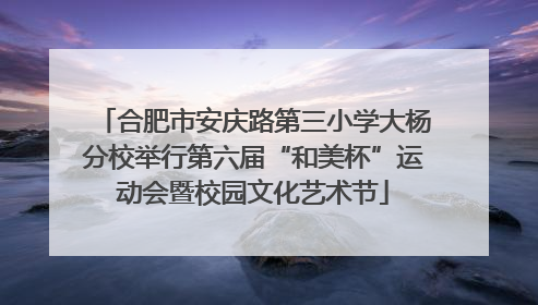 合肥市安庆路第三小学大杨分校举行第六届“和美杯”运动会暨校园文化艺术节