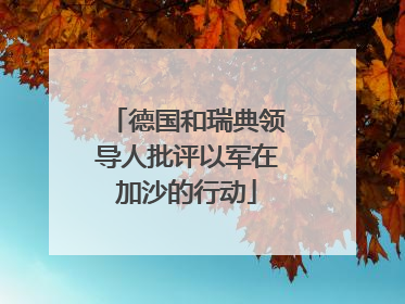 德国和瑞典领导人批评以军在加沙的行动