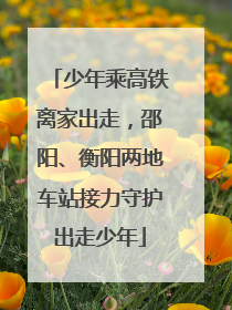 少年乘高铁离家出走，邵阳、衡阳两地车站接力守护出走少年