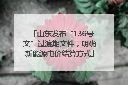 山东发布“136号文”过渡期文件，明确新能源电价结算方式