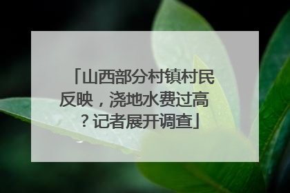 山西部分村镇村民反映，浇地水费过高？记者展开调查