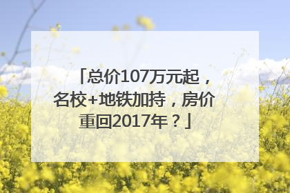 总价107万元起，名校+地铁加持，房价重回2017年？