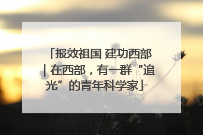 报效祖国 建功西部｜在西部，有一群“追光”的青年科学家