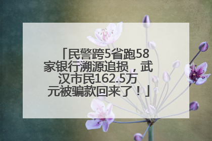 民警跨5省跑58家银行溯源追损，武汉市民162.5万元被骗款回来了！