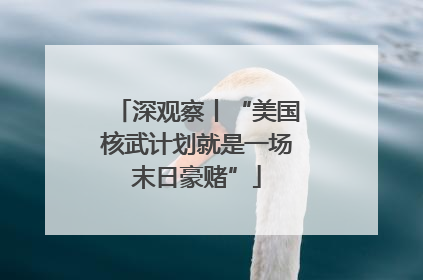 深观察丨“美国核武计划就是一场末日豪赌”