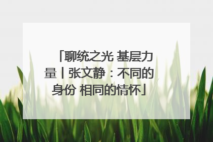 聊统之光 基层力量丨张文静：不同的身份 相同的情怀
