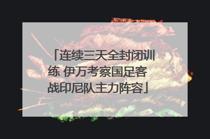 连续三天全封闭训练 伊万考察国足客战印尼队主力阵容