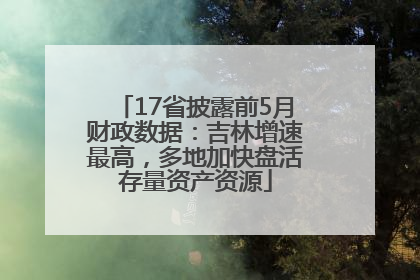 17省披露前5月财政数据：吉林增速最高，多地加快盘活存量资产资源