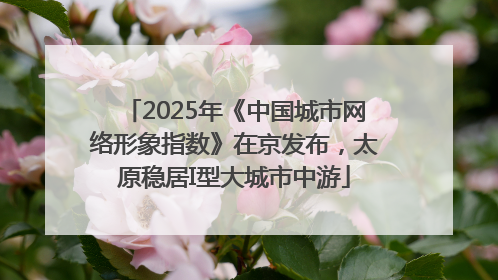 2025年《中国城市网络形象指数》在京发布，太原稳居I型大城市中游